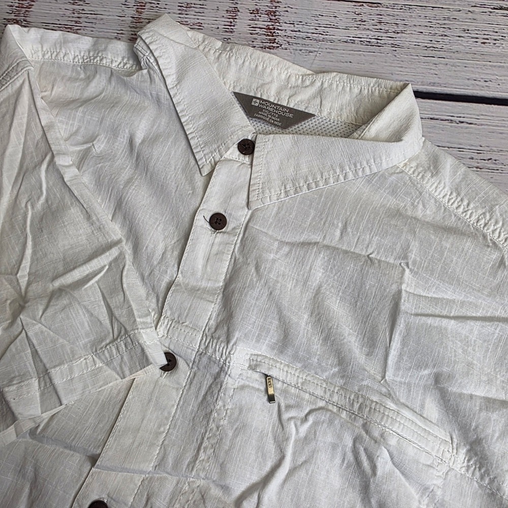 Mountain Warehouse Mens XXL White Coconut Short Sleeve Button Down Utility Shirt